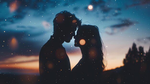 Romantic couple reconnecting through Rekindle Love Spells under the night sky.