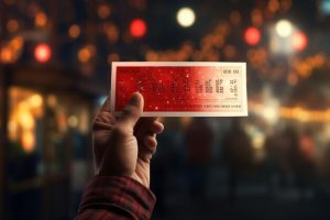 Lottery ticket in glowing hands – success spell cast by Prof. Eric Galandi