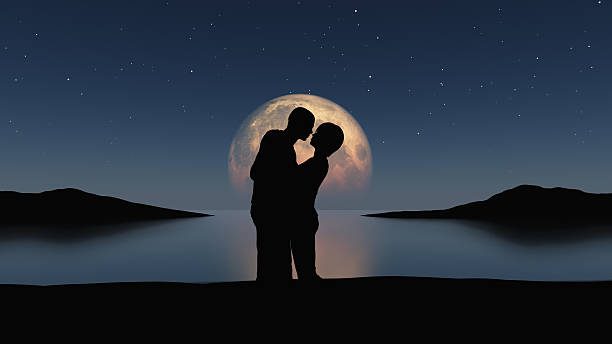 Reunited lovers under a full moon after a successful Voodoo reconciliation spell.
