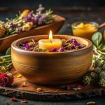 A glowing saffron-infused love spell setup