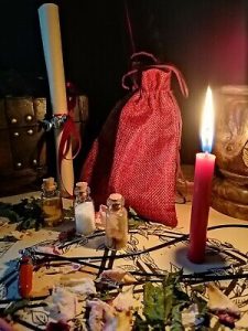  A serene, candlelit love spell altar
