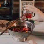 Close-up of saffron mixed with love spell herbs.