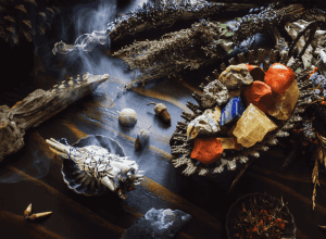 Gavel surrounded by a spiritual cleansing light.