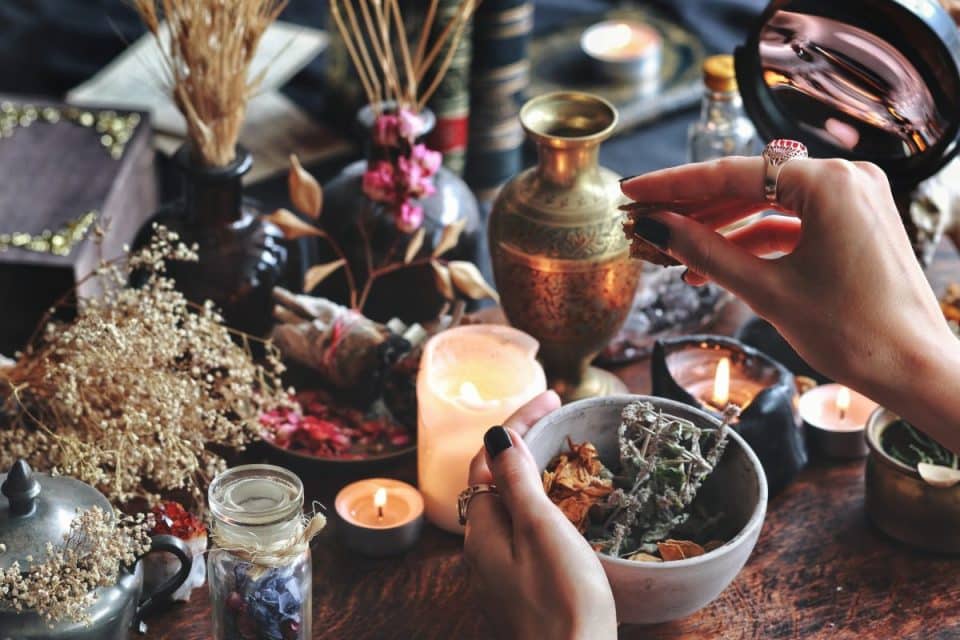 Sacred binding love spell altar setup by Prof. Eric
