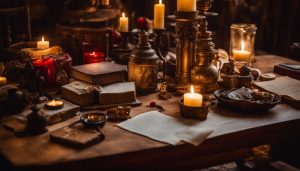 Black magic ritual tools and spiritual symbols