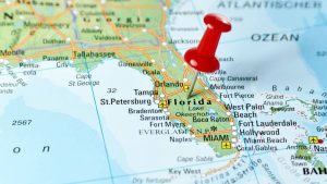 Florida love magic energy map showing instant spell results across different regions from Miami to Jacksonville
