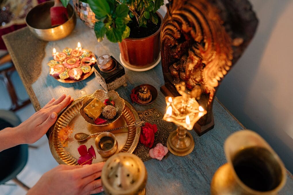 Natural ingredients representing love, harmony and positive spiritual intentions.